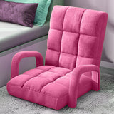 NNEAGS Foldable Lounge Cushion Adjustable Floor Lazy Recliner Chair with Armrest Pink