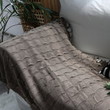 NNEAGS 2X Coffee Textured Knitted Throw Blanket Warm Cozy Woven Cover Couch Bed Sofa Home Decor with Tassels