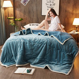 NNEAGS 2X Lake Blue Throw Blanket Warm Cozy Double Sided Thick Flannel Coverlet Fleece Bed Sofa Comforter