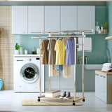 NNEAGS 2X 120cm Stainless Steel Floor-Standing Clothes Rack - Durable and Space-Saving Laundry Organizer