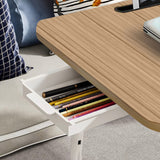NNEAGS 2X Oak Portable Bed Table Adjustable Folding Mini Desk Stand With Cup-Holder Home Decor