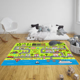 NNEAGS 120cm Kids Rug Street Map Play Mat, Educational Baby Theme Park Area Rugs