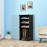 NNEAGS 4 Tier Shoe Rack Organizer Sneaker Footwear Storage Stackable Stand Cabinet Portable Wardrobe with Cover