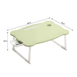 NNEAGS Green Portable Bed Table Adjustable Folding Mini Desk With Mini Drawer and Cup-Holder Home Decor
