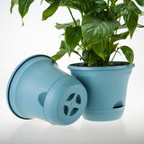 NNEAGS 19.5 cm Blue Plastic Plant Pot Self Watering Planter Flower Bonsai Indoor Outdoor Garden Decor Set of 3