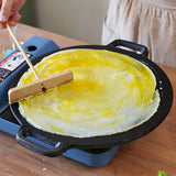 NNEAGS 2X 37cm Cast Iron Induction Crepes Pan Baking Cookie Pancake Pizza Bakeware