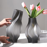NNEAGS 26cm Glass Vase Grey with Beautiful glass Bubble Texture Art Vases
