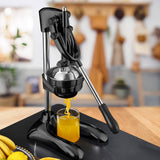 NNEAGS Stainless Steel Manual Juicer Hand Press Juice Extractor Squeezer Lemon Orange Citrus Black