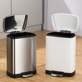 NNEAGS Foot Pedal Stainless Steel Rubbish Recycling Garbage Waste Trash Bin Rectangular Shape 12L Silver