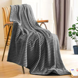 NNEAGS GreyThrow Blanket Warm Cozy Striped Pattern Thin Flannel Coverlet Fleece Bed Sofa Comforter