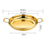 NNEAGS 36cm Flat Base Seafood Dry Pot in Elegant Gold Color with Durable for Kitchen Essential