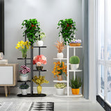 NNEAGS 2X 7 Tier 8 Pots White Metal Plant Rack Flowerpot Storage Display Stand Holder Home Garden Decor