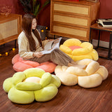 NNEAGS 2X Green Double Flower Shape Cushion Soft Bedside Floor Plush Pillow Home Decor