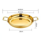 NNEAGS 32cm Flat Base Seafood Dry Pot in Elegant Gold Color with Durable for Kitchen Essential