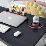 NNEAGS Black Portable Bed Table Adjustable Foldable Bed Sofa Study Table Laptop Mini Desk with Notebook Stand Cup Slot Home Decor