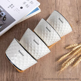 NNEAGS Diamond Pattern Ceramic Dinnerware Crockery Soup Bowl Plate Server Kitchen Home Decor Set of 8