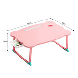 NNEAGS 2X Pink Portable Bed Table Adjustable Folding Mini Desk With Mini Drawer and Cup-Holder Home Decor