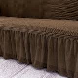 NNEAGS 3-Seater Coffee Sofa Cover with Ruffled Skirt Couch Protector High Stretch Lounge Slipcover Home Decor