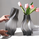 NNEAGS 33cm Glass Vase Grey with Beautiful glass Bubble Texture Art Vases