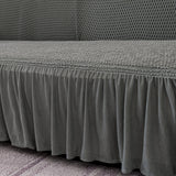 NNEAGS 3-Seater Grey Sofa Cover with Ruffled Skirt Couch Protector High Stretch Lounge Slipcover Home Decor
