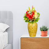NNEAGS 30x19cm Yellow with White Mini Floral Medium Ceramic Flower Vase Elegant Living Room Home Decor