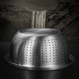 NNEAGS Stainless Steel Nesting Basin Colander Perforated Kitchen Sink Washing Bowl Metal Basket Strainer Set of 5