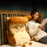 NNEAGS 2X Smiley Face Toast Bread Wedge Cushion Stuffed Plush Cartoon Back Support Pillow Home Decor