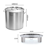 NNEAGS 50L Stainless Steel Stock Pot with Two Steamer Rack Insert Stockpot Tray