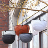 NNEAGS White Small Hanging Resin Flower Pot Self Watering Basket Planter Outdoor Garden Decor
