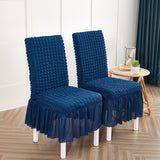 NNEAGS 2X Blue Chair Cover Seat Protector with Ruffle Skirt Stretch Slipcover Wedding Party Home Decor