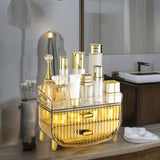 NNEAGS 2X 3 Tier Golden Yellow Multifunctional Countertop Cosmetic Storage Makeup Skincare Holder Jewelry Cabinet Bathroom Desk Drawer Vanity Organiser