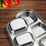 NNEAGS 26cm Silver Sauce Pan with four Compartments Divided Sauce Dish Kitchen Essential