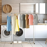 NNEAGS 2X 180cm Stainless Steel Floor-Standing Clothes Rack - Durable and Space-Saving Laundry Organizer