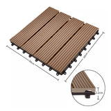 NNEAGS 2X 11 pcs Light Chocolate DIY Wooden Composite Decking Tiles Garden Outdoor Backyard Flooring Home Decor