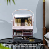 NNEAGS 2X 3 Tier Pink Countertop Makeup Cosmetic Storage Organiser Skincare Holder Jewelry Storage Box with Handle