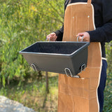 NNEAGS 49.5cm Black Rectangular Planter Vegetable Herb Flower Outdoor Plastic Box with Holder Balcony Garden Decor Set of 2