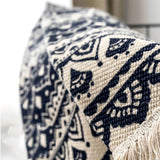 NNEAGS 2X Black Carpet Soft Linen Bohemian Non-Slip Floor Retro Minimalist Round Rug Home Decor with Tassels