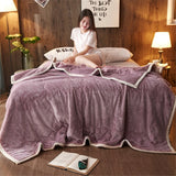 NNEAGS 2X Light Purple Throw Blanket Warm Cozy Double Sided Thick Flannel Coverlet Fleece Bed Sofa Comforter