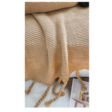 NNEAGS Coffee Tassel Fringe Knitting Blanket Warm Cozy Woven Cover Couch Bed Sofa Home Decor