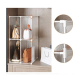 NNEAGS 2X 3 Tier Multifunctional PP Plastic Bag Box Portable Cubby DIY Storage Shelves Stackable Handbag Purse Organiser
