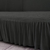 NNEAGS 4-Seater Dark Grey Sofa Cover with Ruffled Skirt Couch Protector High Stretch Lounge Slipcover Home Decor