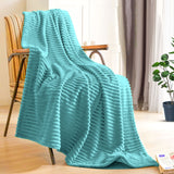 NNEAGS Sky Blue Throw Blanket Warm Cozy Striped Pattern Thin Flannel Coverlet Fleece Bed Sofa Comforter