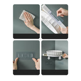 NNEAGS 2X Green 360 Degree Wall-Mounted Rotating Bathroom Organiser Corner Vanity Rack Toilet Adhesive Storage Shelf