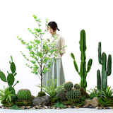 NNEAGS 4X 120cm Green Artificial Indoor Cactus Tree Fake Plant Simulation Decorative 6 Heads