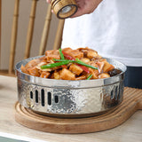 NNEAGS 26cm Dry Pot with Hammered Texture, Natural Silver Color, a Kitchen Essential