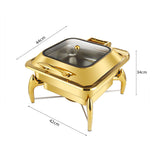 NNEAGS Gold Plated Stainless Steel Square Chafing Dish Tray Buffet Cater Food Warmer Chafer with Top Lid