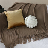 NNEAGS Coffee Acrylic Knitted Throw Blanket Solid Fringed Warm Cozy Woven Cover Couch Bed Sofa Home Decor