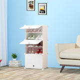 NNEAGS 5 Tier White Shoe Rack Organizer Sneaker Footwear Storage Stackable Stand Cabinet Portable Wardrobe with Cover