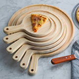 NNEAGS 12 inch Round Premium  Wooden Pine Food Serving Tray Charcuterie Board Paddle Home Decor