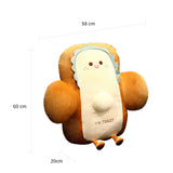 NNEAGS 58cm Smiley Face Toast Bread Cushion Stuffed Car Seat Plush Cartoon Back Support Pillow Home Decor
